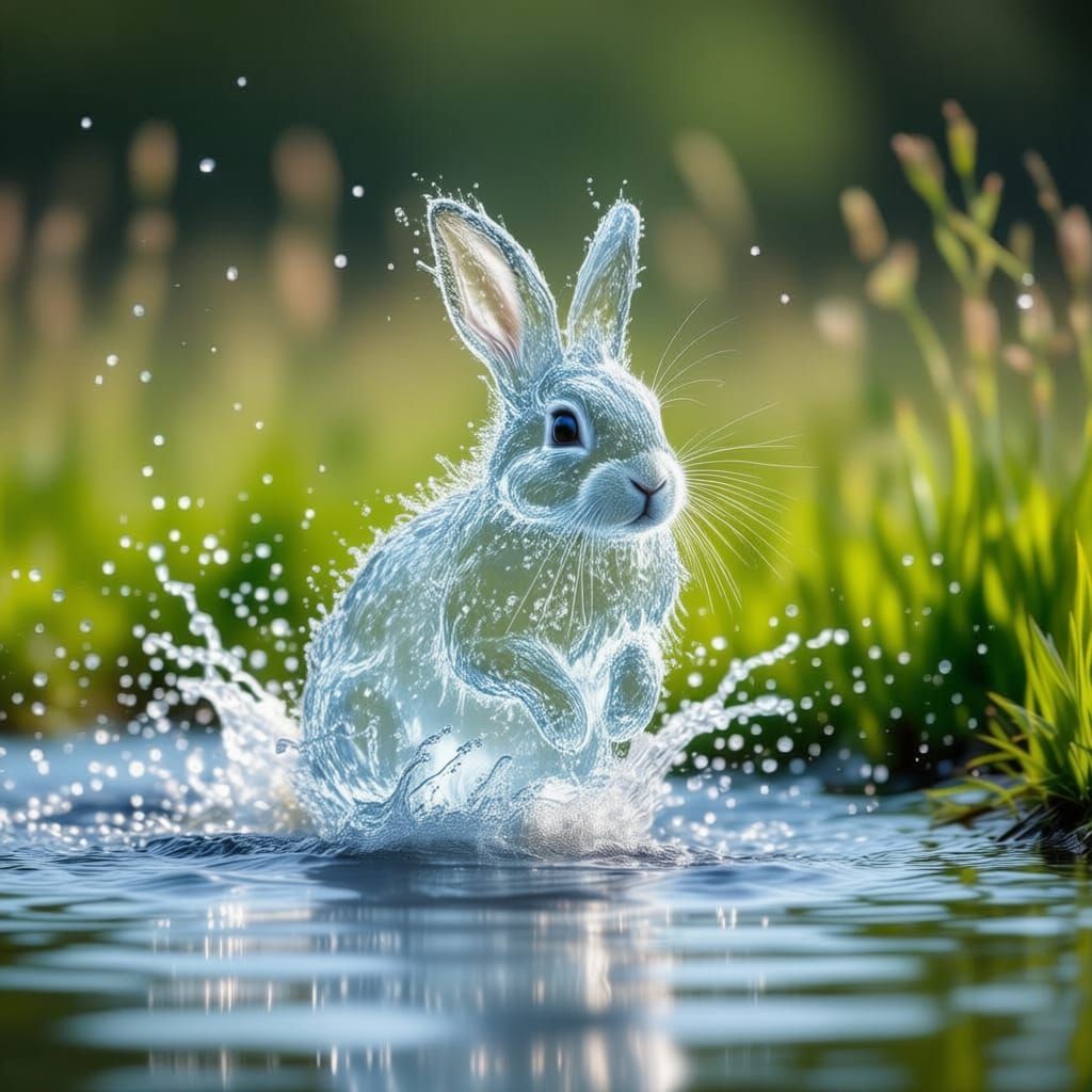 Rabbit Formed From Flowing Water