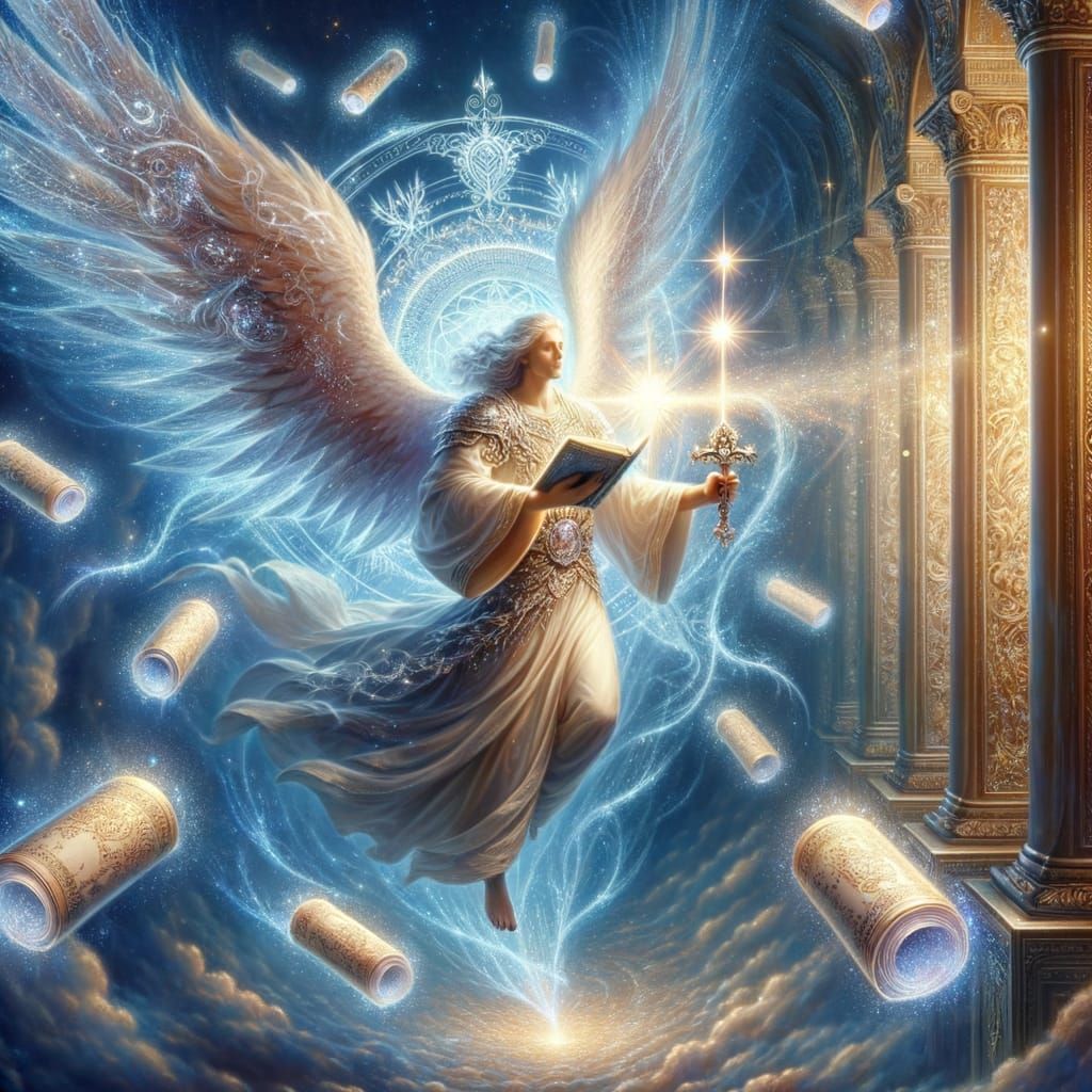 Archangel Ithuriel's Divine Journey in Celestial Library
