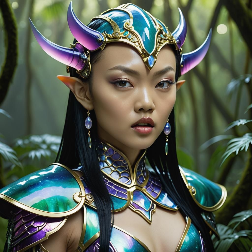 Warrior in Luminescent Armor, Professional Portrait