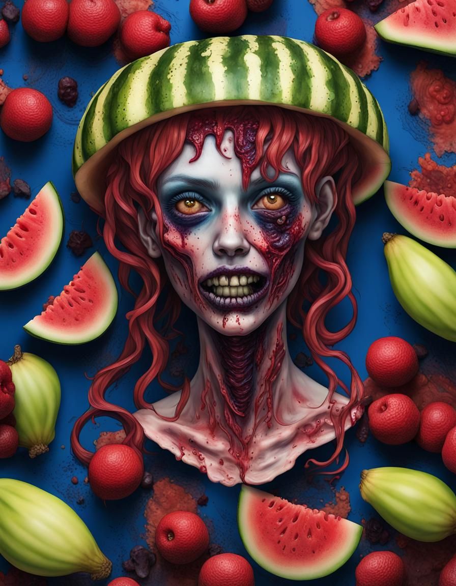 Hyperrealistic Zombie Girl in Charcoal Drawing