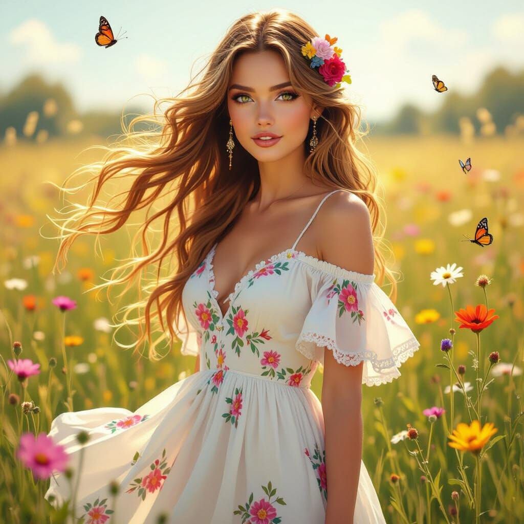 Fairytale Woman Portrait in Art Nouveau Style