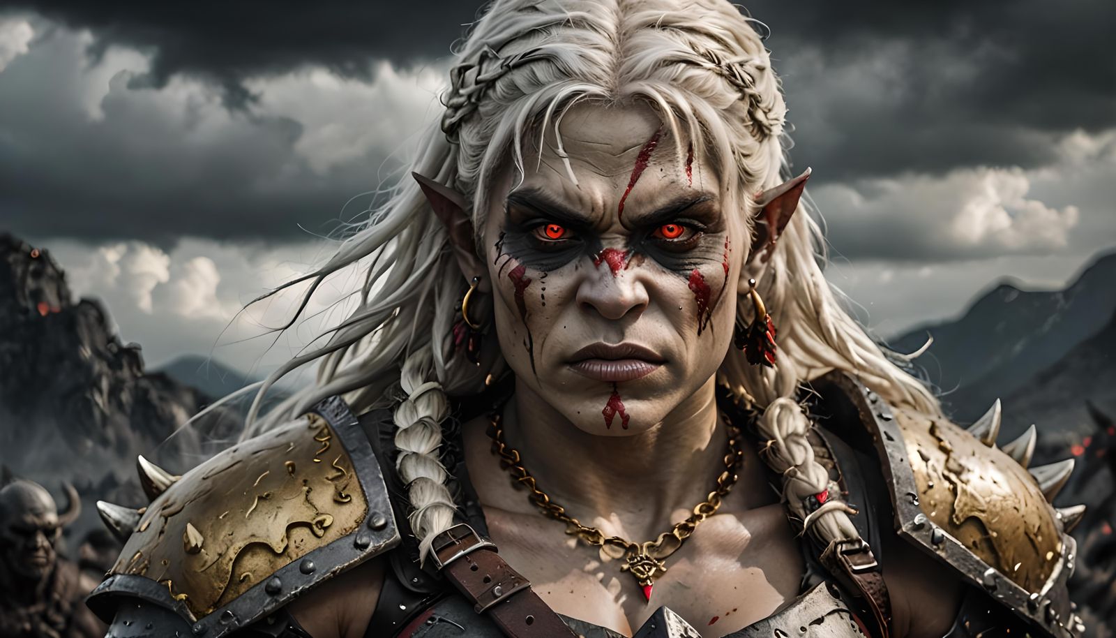 Golden Orc Barbarian in Hyperrealistic Style