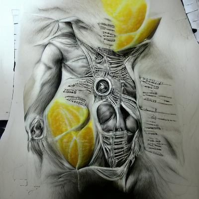 Solar Plexus Anatomy in Charcoal Drawing