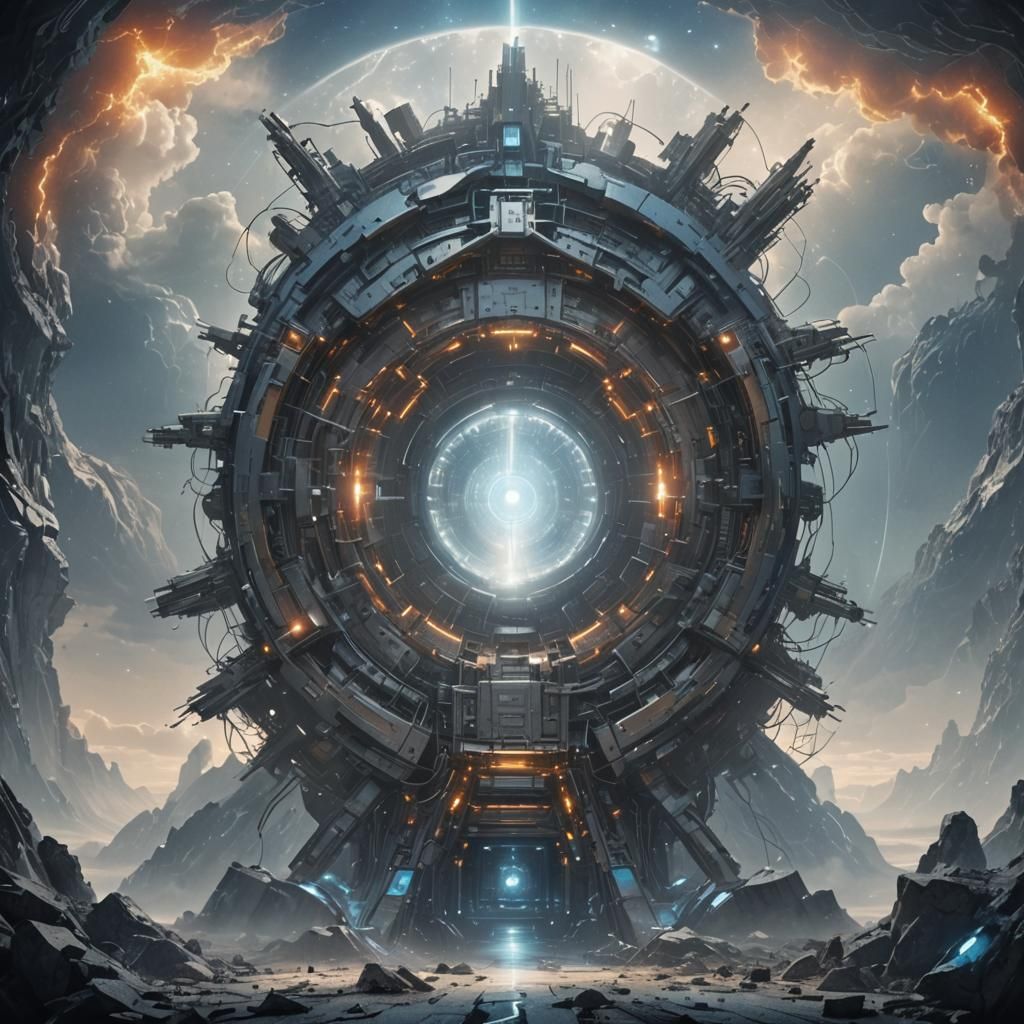 Futuristic Portal to Unknown Dimension in Cyberpunk Style