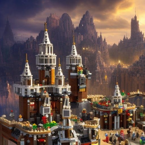 Detailed Lego Town: Digital Matte Painting