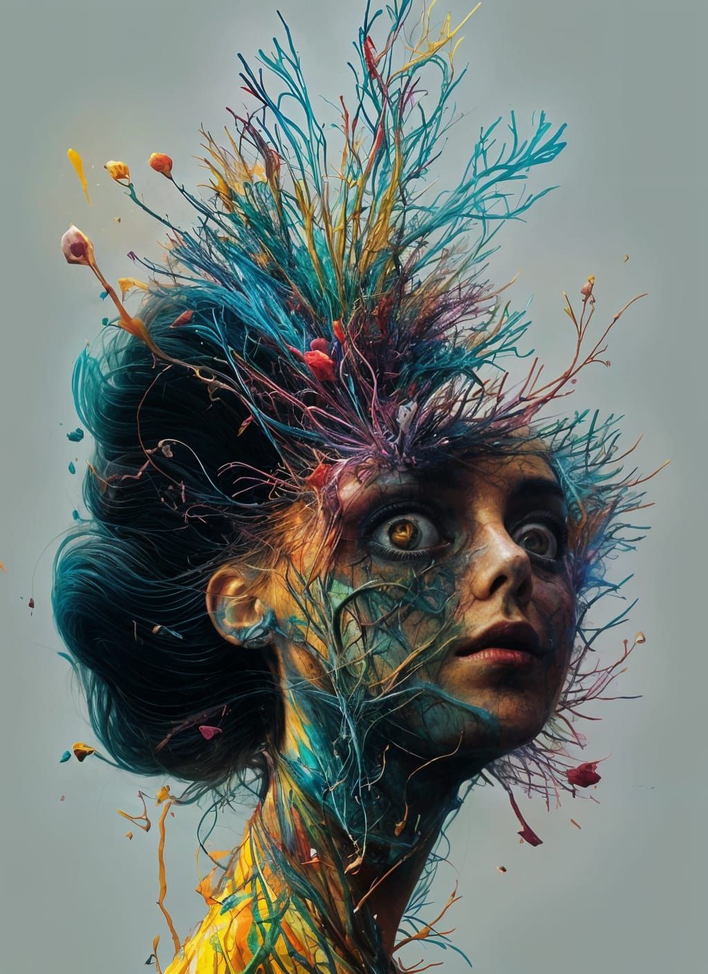 Surreal Biological Montage with Magical Particles