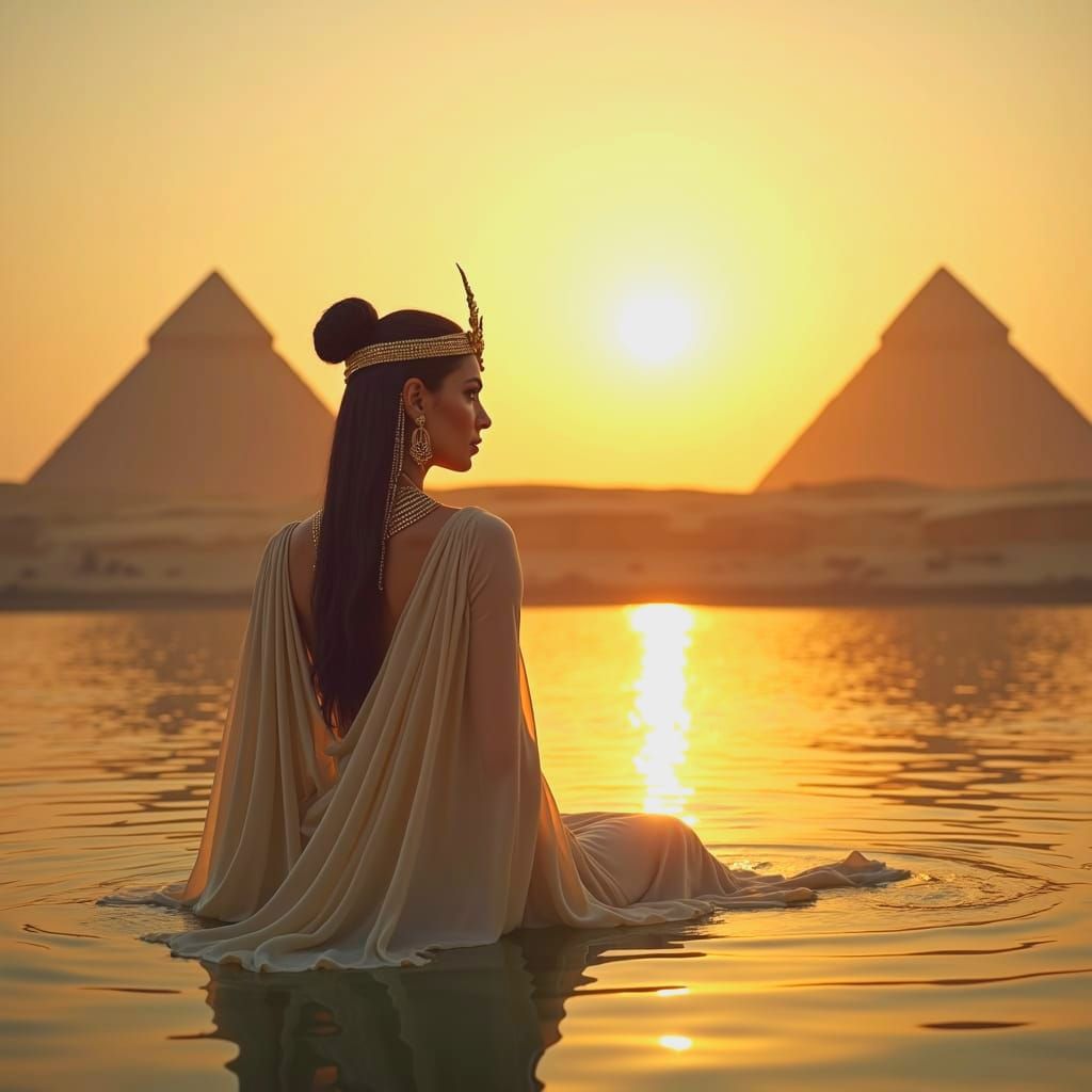 Cleopatra on the River with Pyramids: Photography