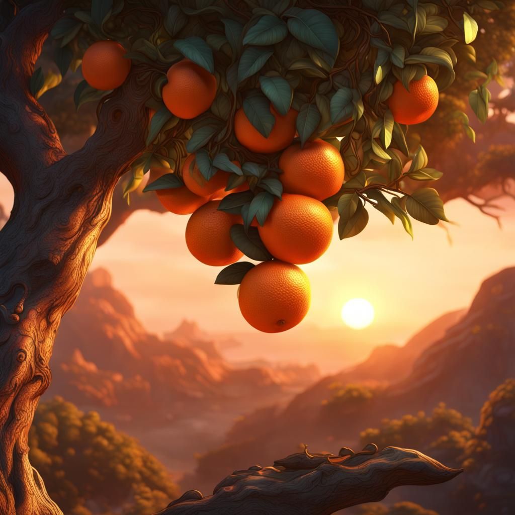 Oranges at Sunset: Detailed Matte Painting