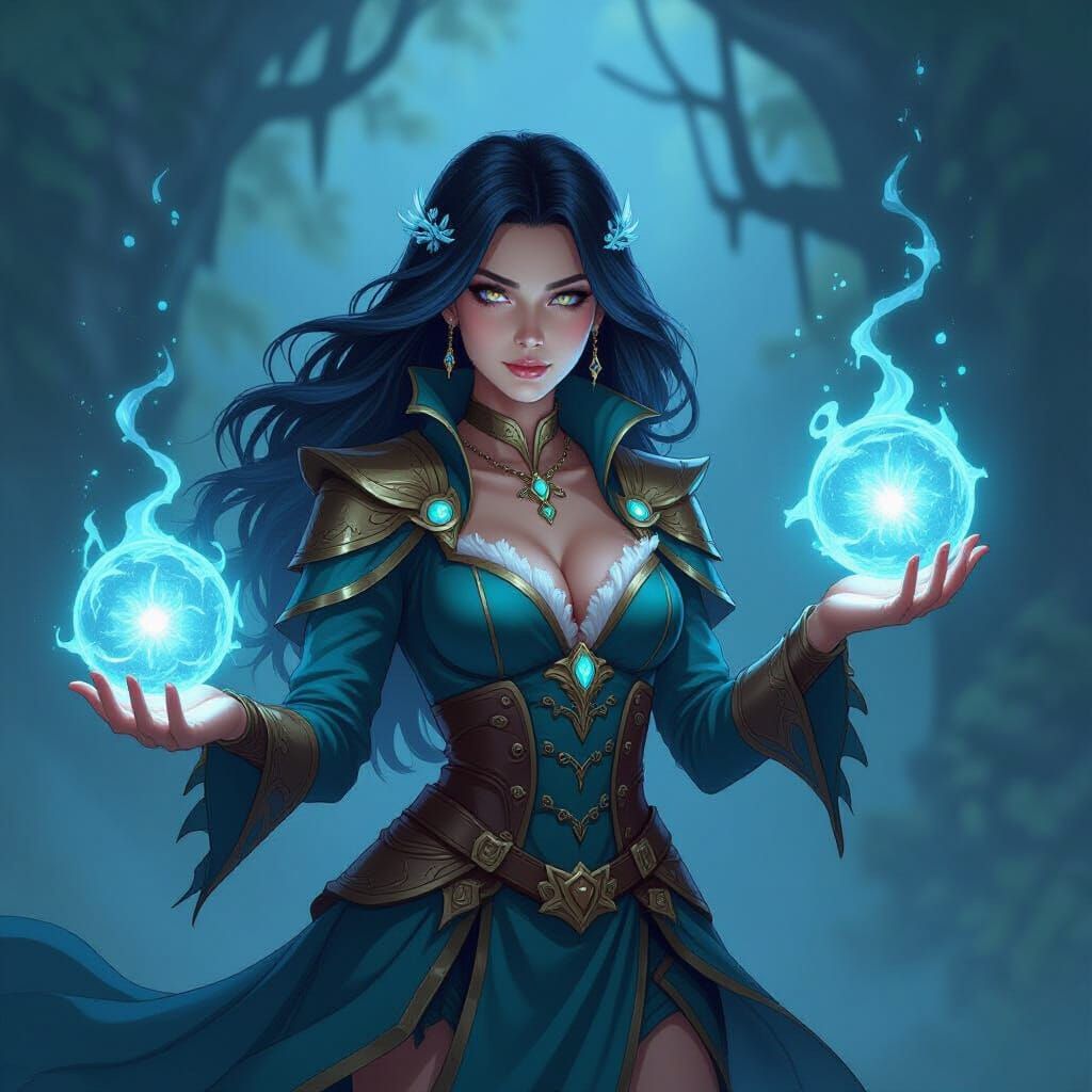 Electric Volatile Enchantress in Dynamic Pose