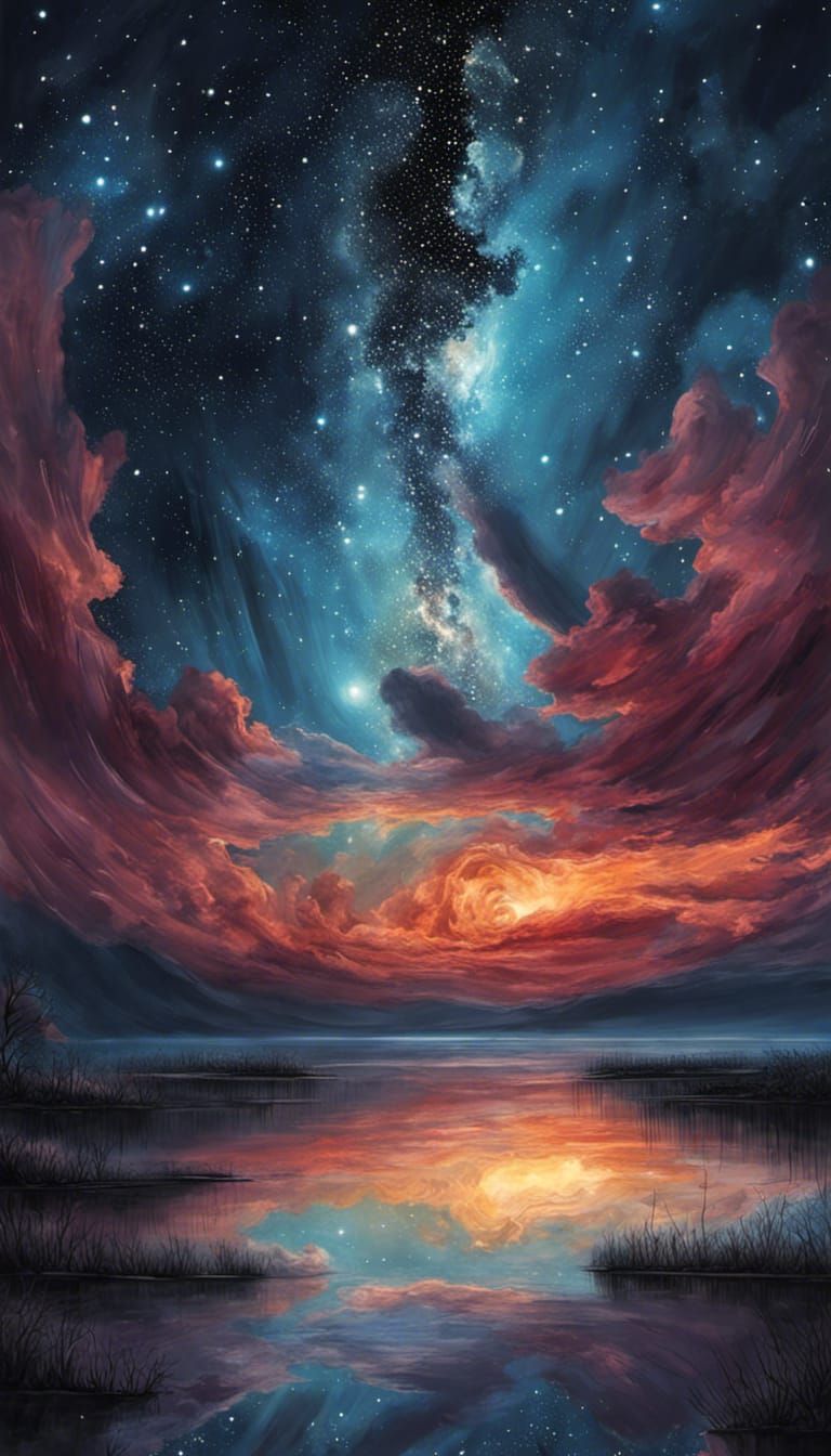 Stunning Night Sky Painting of Celestial Beauty