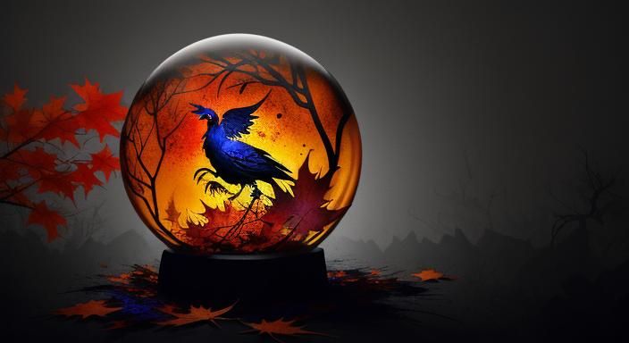 Halloween Ghoul in Glass Sphere: Abstract Expressionism