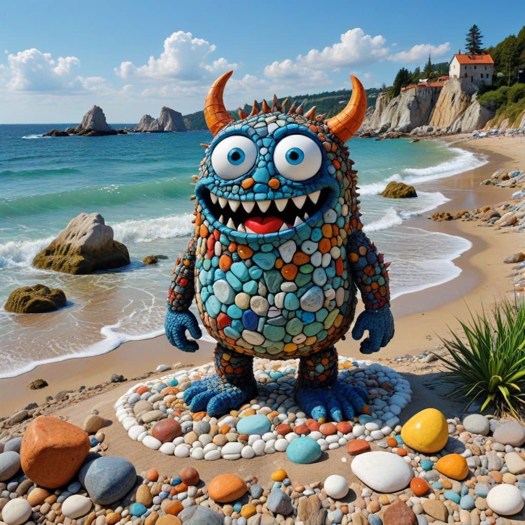 MONSTER BUILT FROM PIECES OF STONES