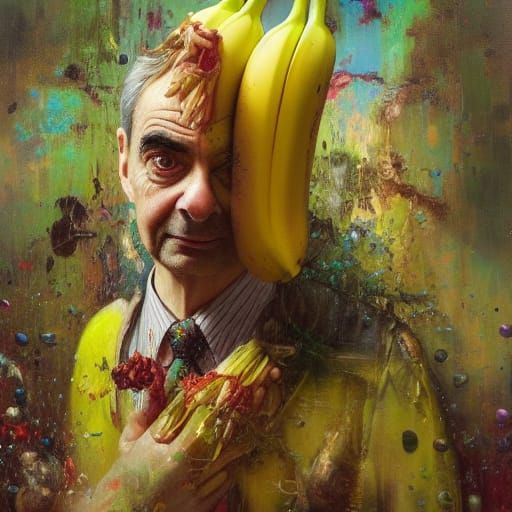 Mr. Bean as Banana Hybrid, Oil Painting