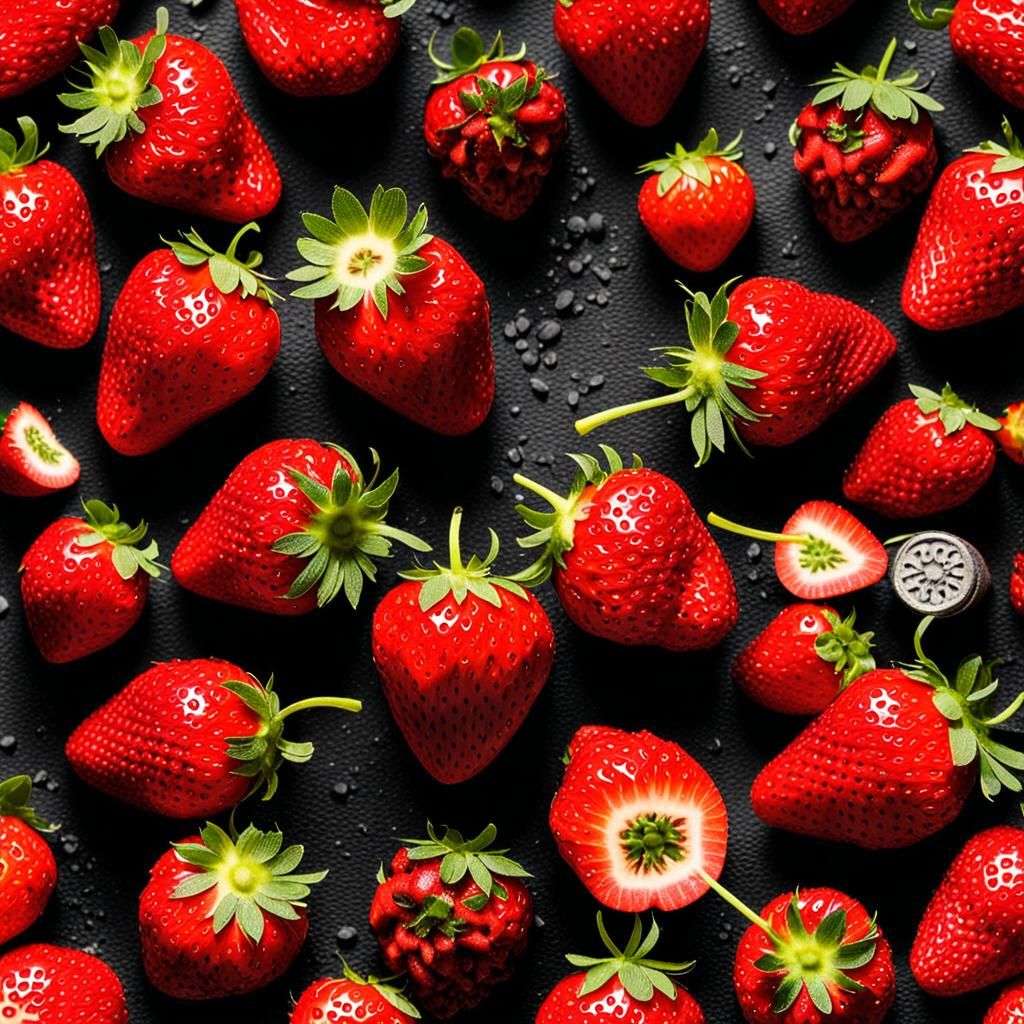 Exploding Strawberry Grenade in Flash Photography