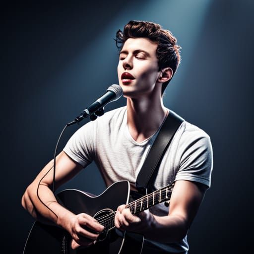 Shawn Mendes Singing: Hyperrealistic Cinematic Portrait