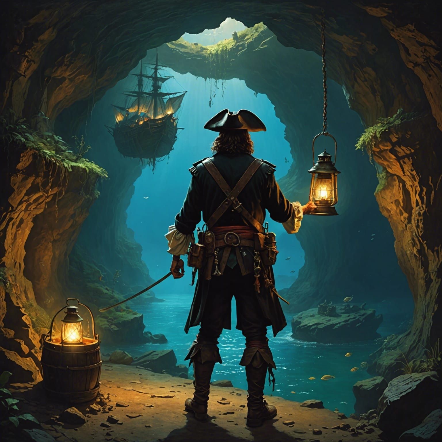 Pirate's Lantern Lights Sunken Ship Cave