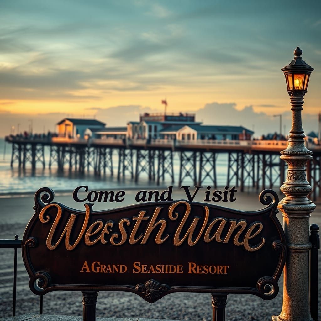 Victorian Seaside Pier in Hyperrealistic Style