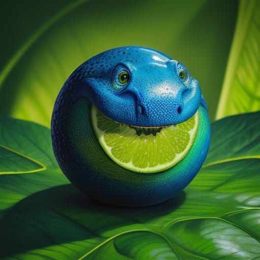 Surreal Dinosaur Fruit in Vibrant Oil Painting Style