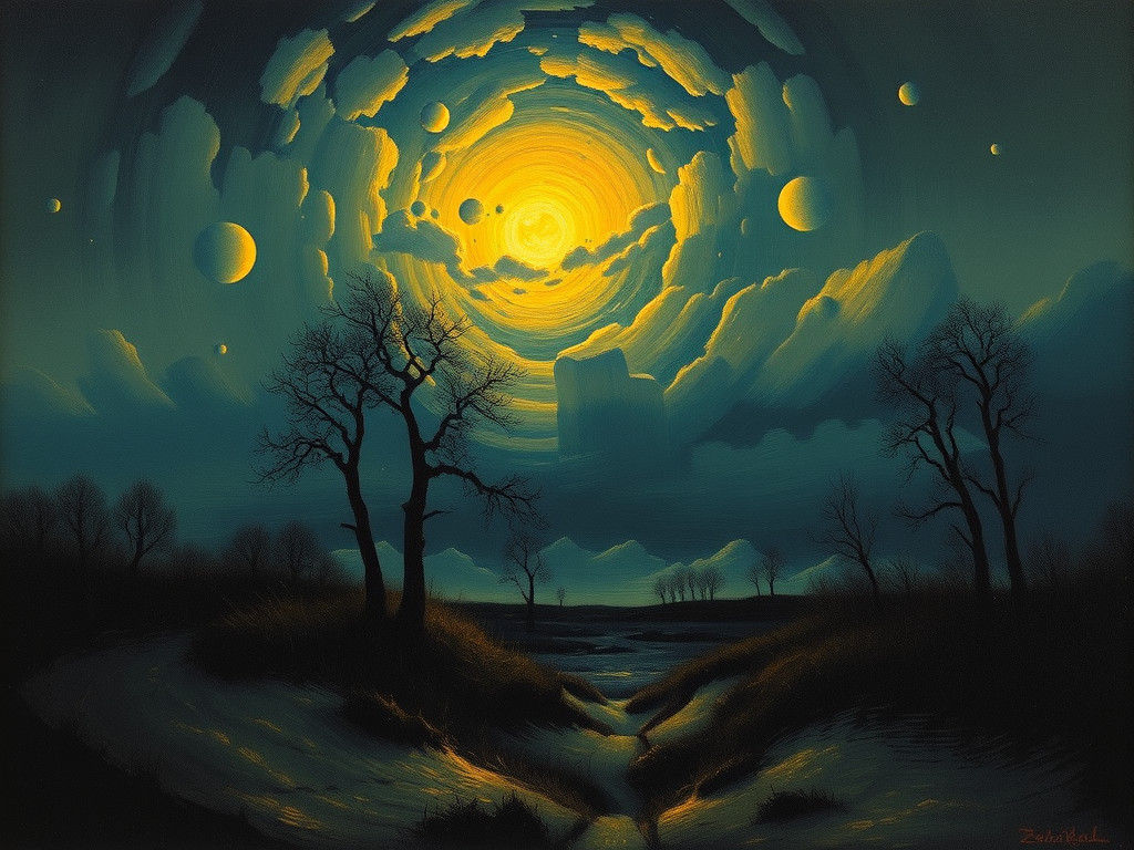 Night Transitions to Day: Expressionist Landscape