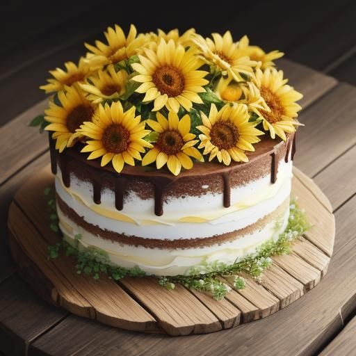 Cake Wrapped in Sunflower Petals Still Life