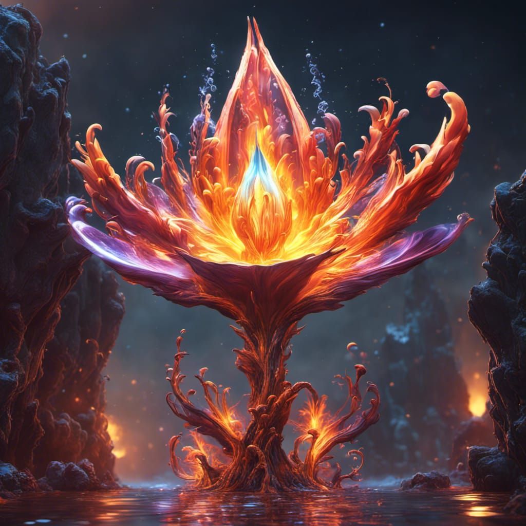 Fiery Fractal Spirit Flower in Deep Color