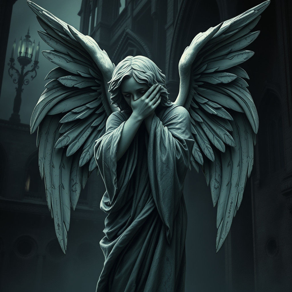Haunting Stone Angel in Gothic Setting