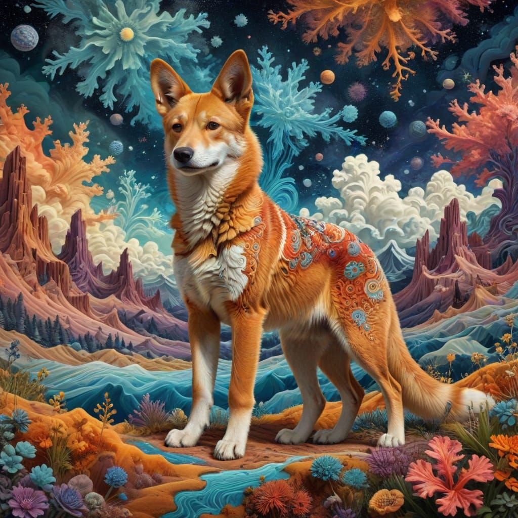 Surreal Dingo in Vortex of the Mandelbrot Set