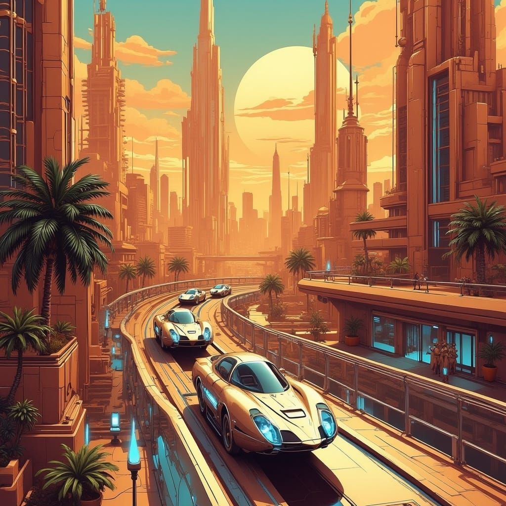 Glowing Horizons: Navigating the Retrofuturistic Utopia of Tomorrow