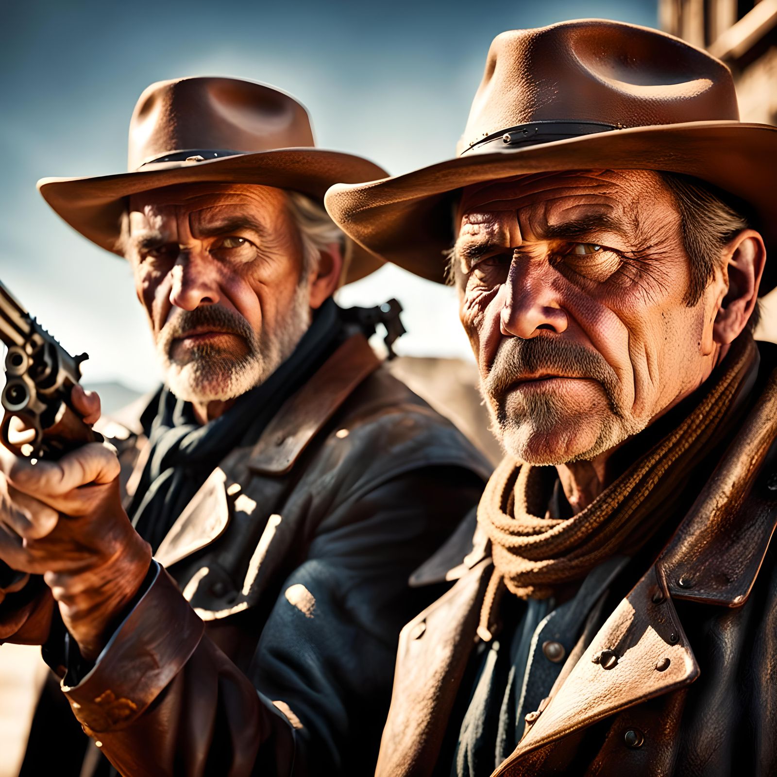 Old West Showdown: Dramatic Cowboy Portrait