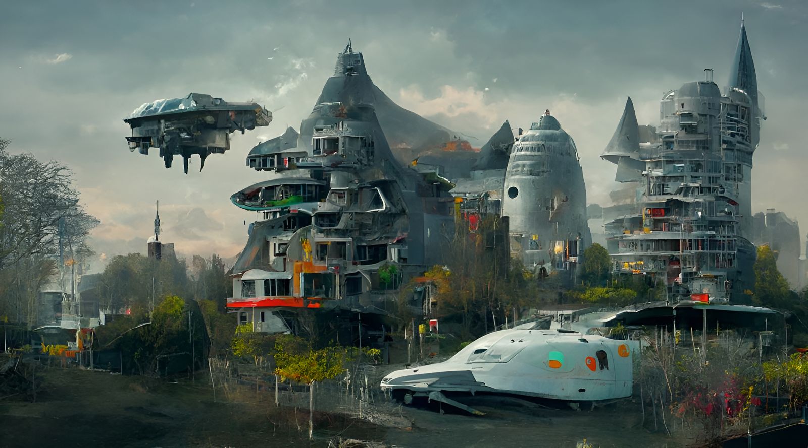 Surreal Composite Image with Sci-Fi and Fantasy Elements