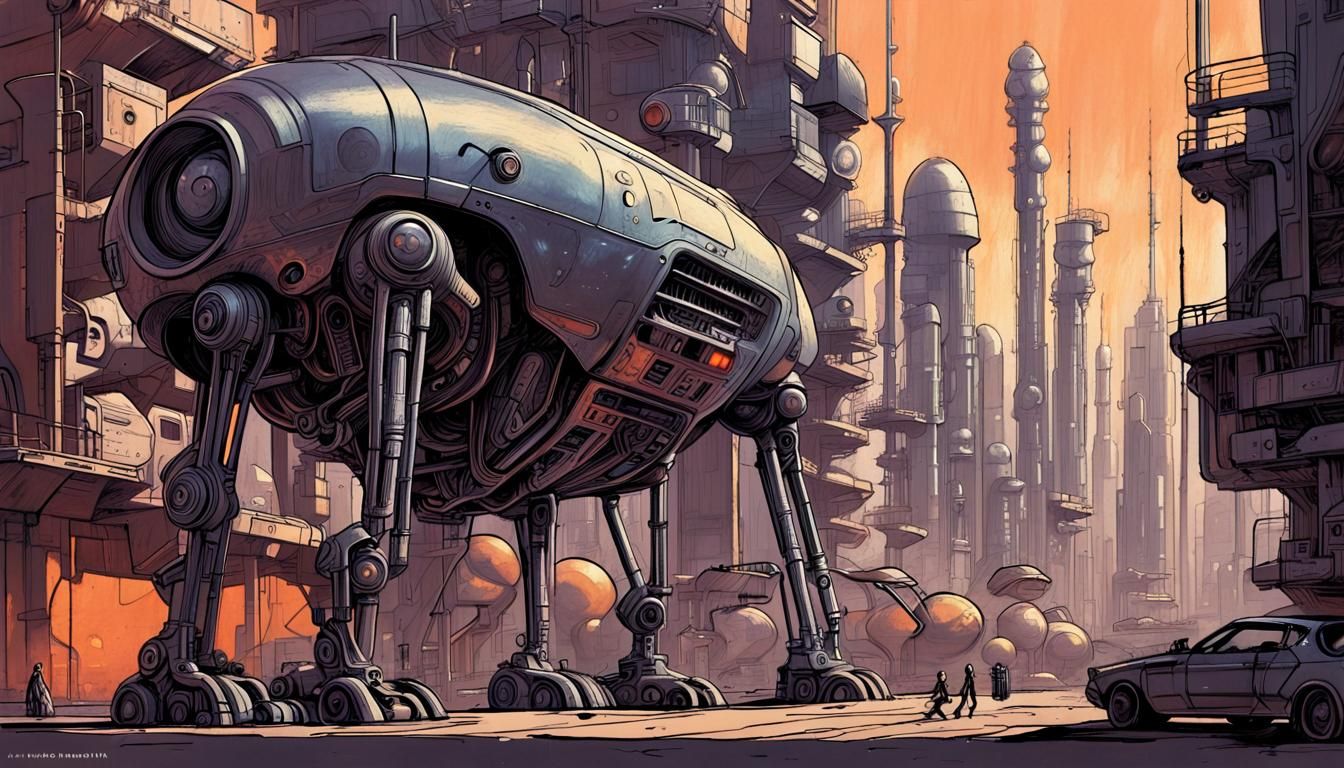 Lady Terminator: Industrial Futurism Doodle Art