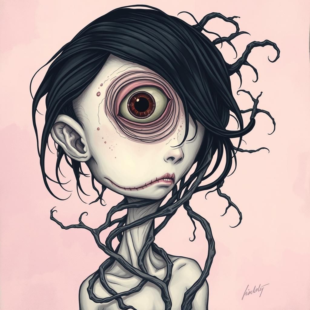 Ethereal Grotesque Character in Dark Fairy Tale Style