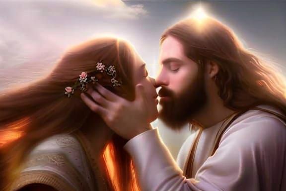 Jesus and Mary Kissing: Digital Matte Painting