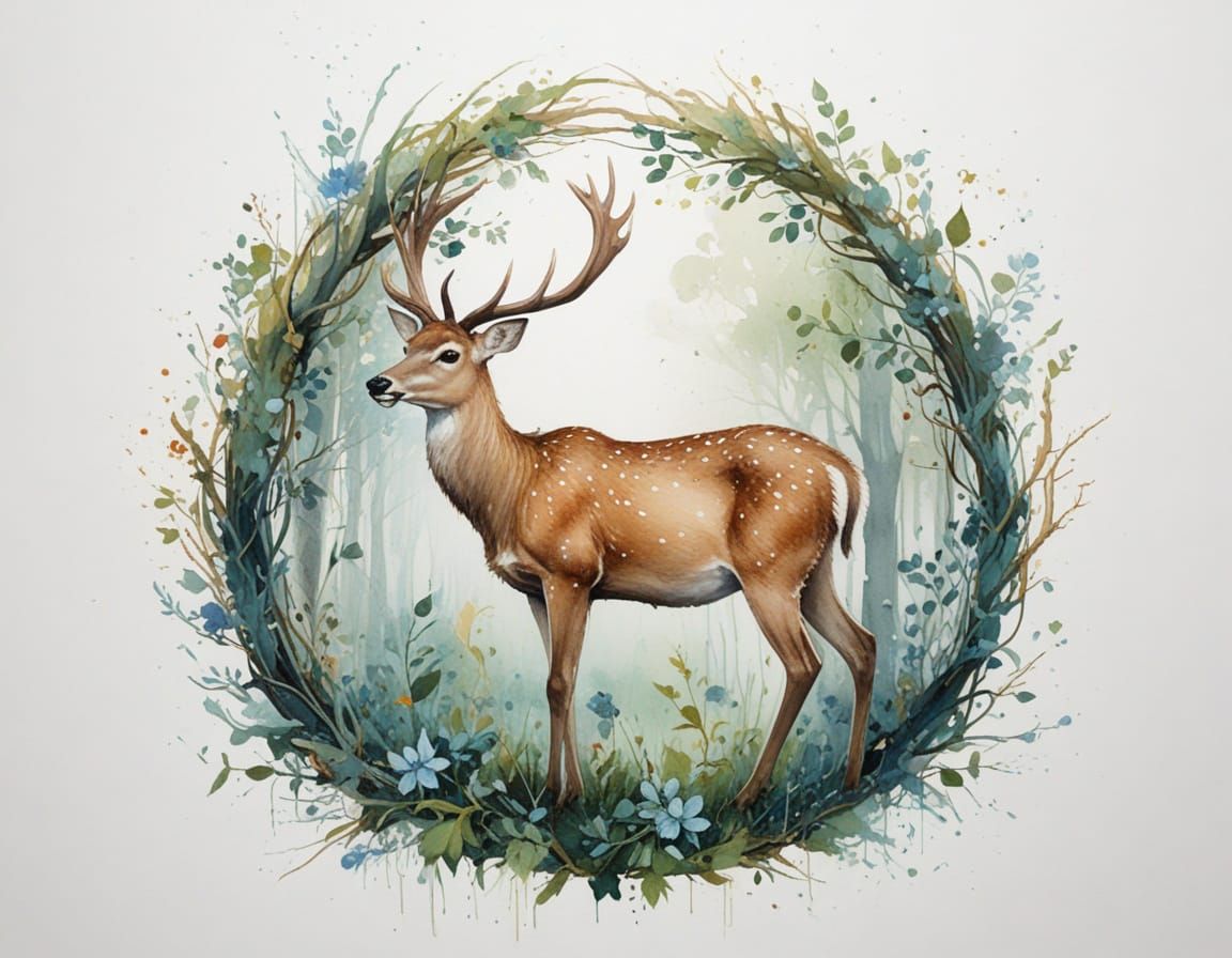 Gentle Deer in Bioluminescent Forest