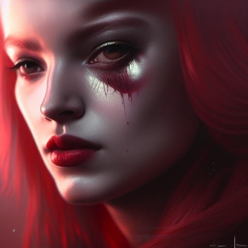 Sinister American Woman: Hyperdetailed Digital Painting