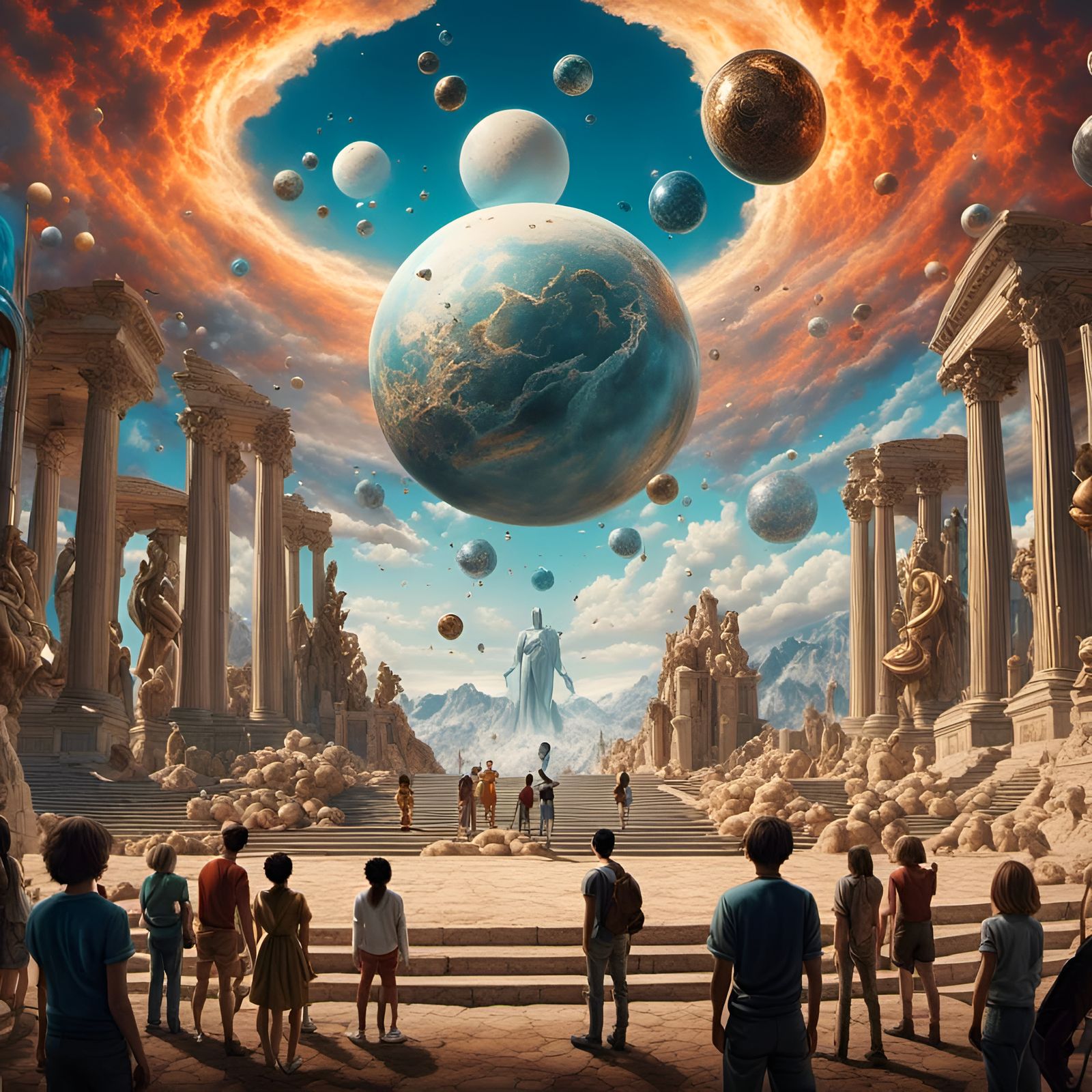 Surreal Cosmic Collision Inspired by Dali and Attack on Tita...