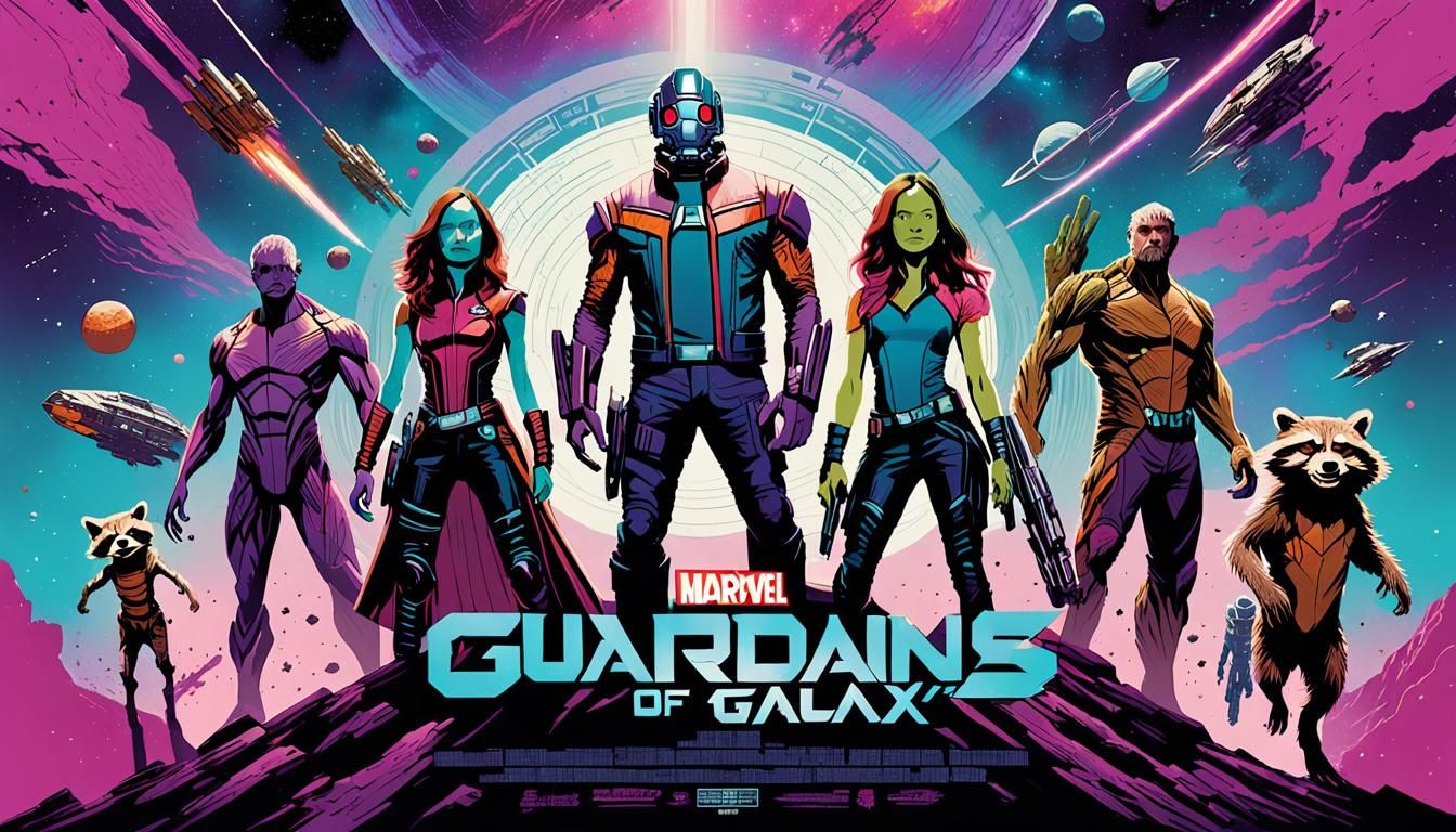 Sci-Fi Movie Poster with Space Saga Characters