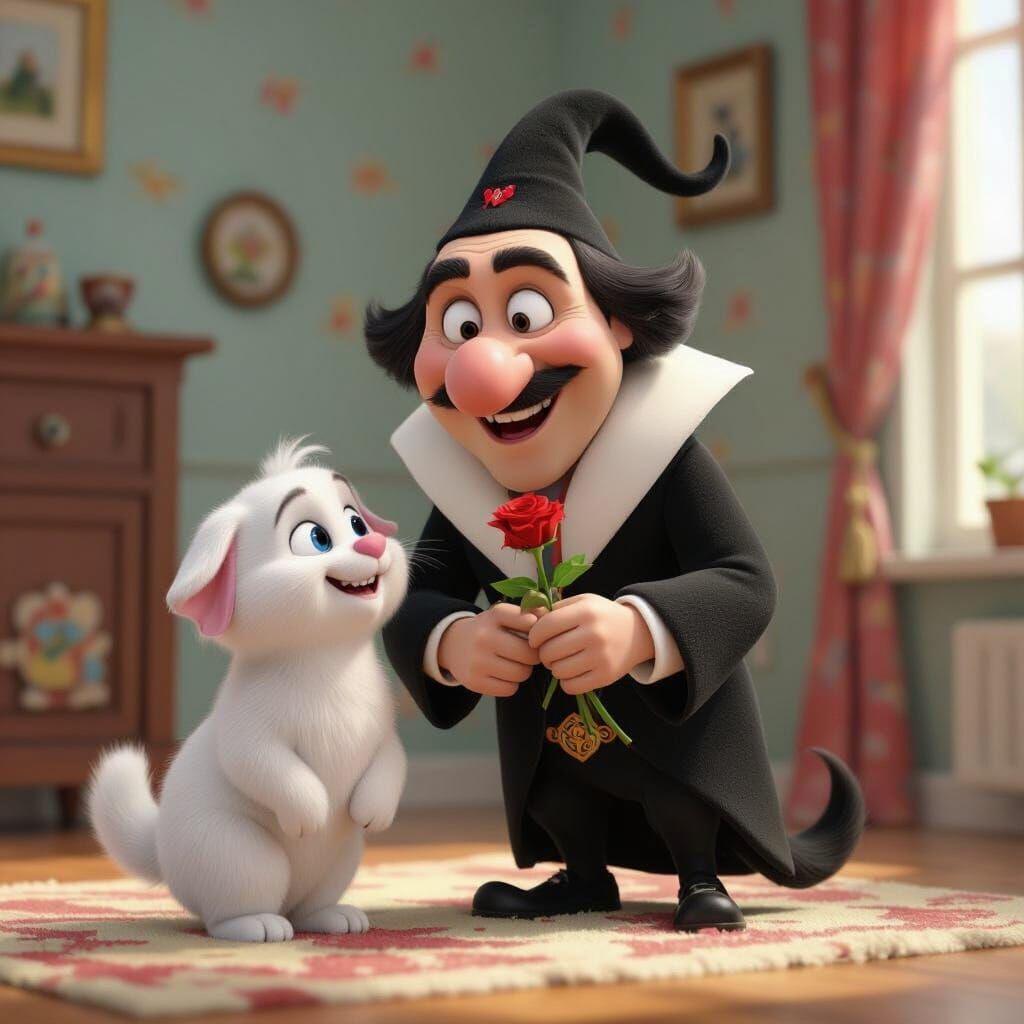 Gargamel Flirts with Perihan Teyze in 3D Realistic Style