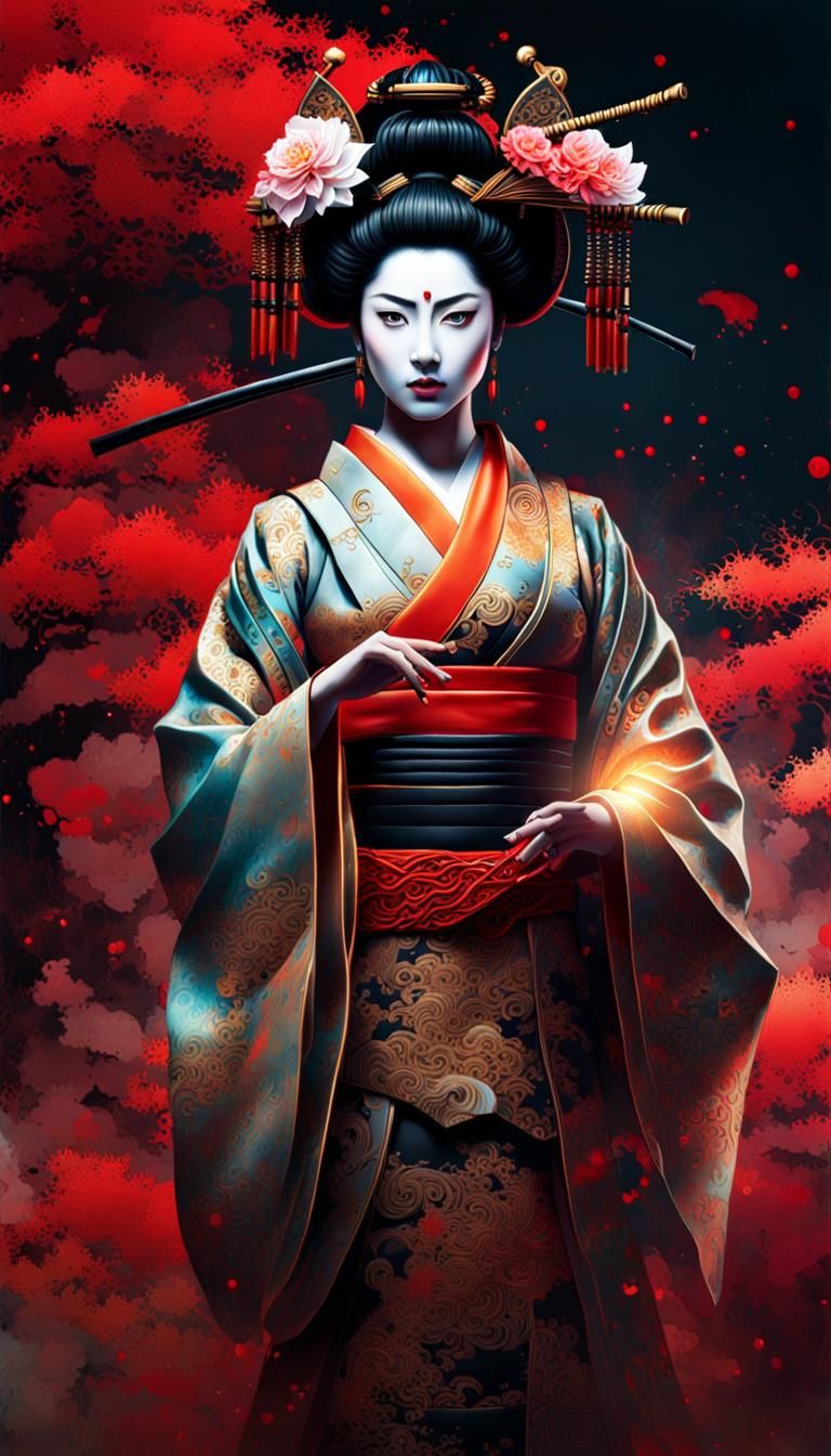 Surreal Ghost Kanji in Splatter Art Style