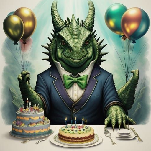 Godzilla Celebrates Whimsical Birthday with Nessie in Underw...
