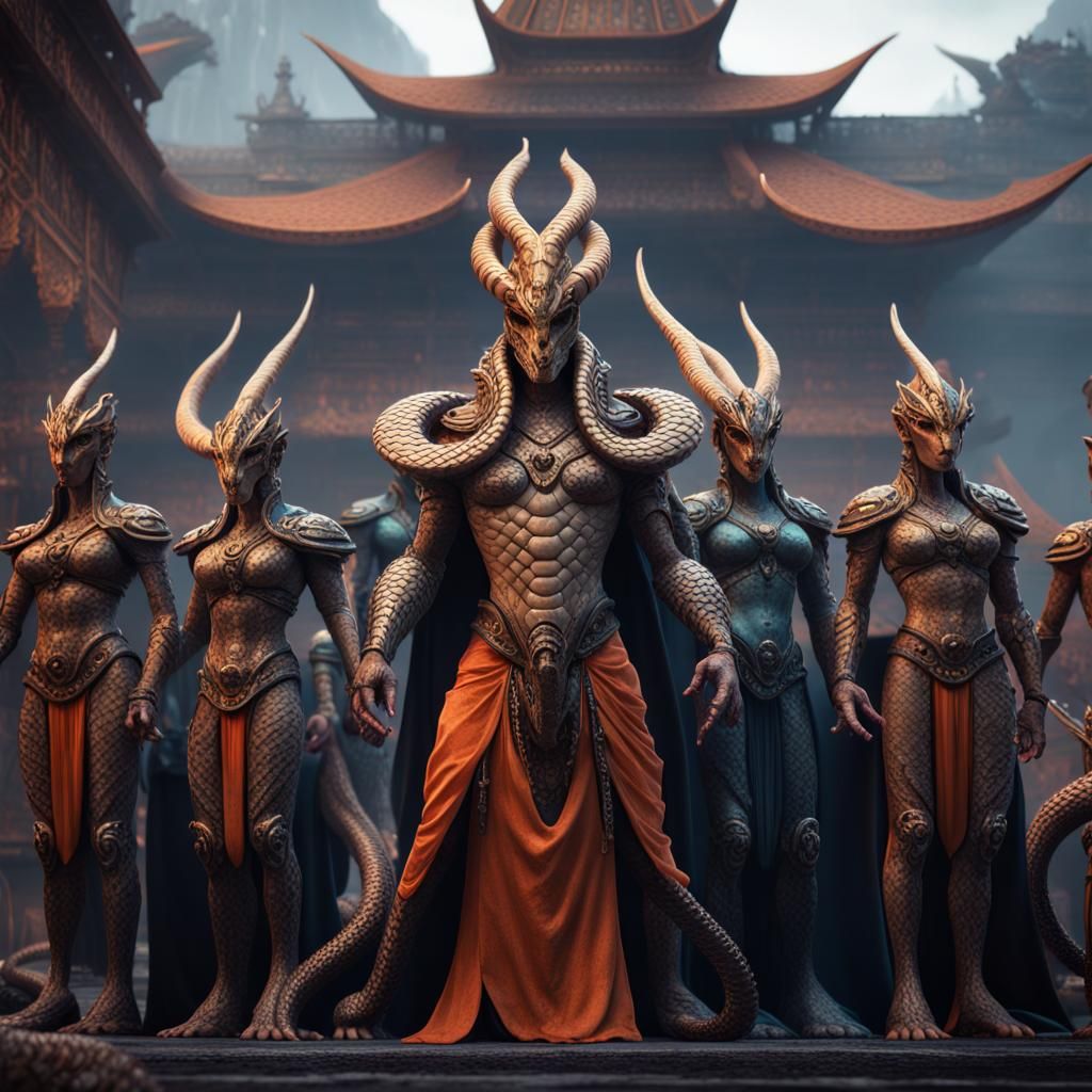 Cobra King and Harem: Fantasy Concept Art
