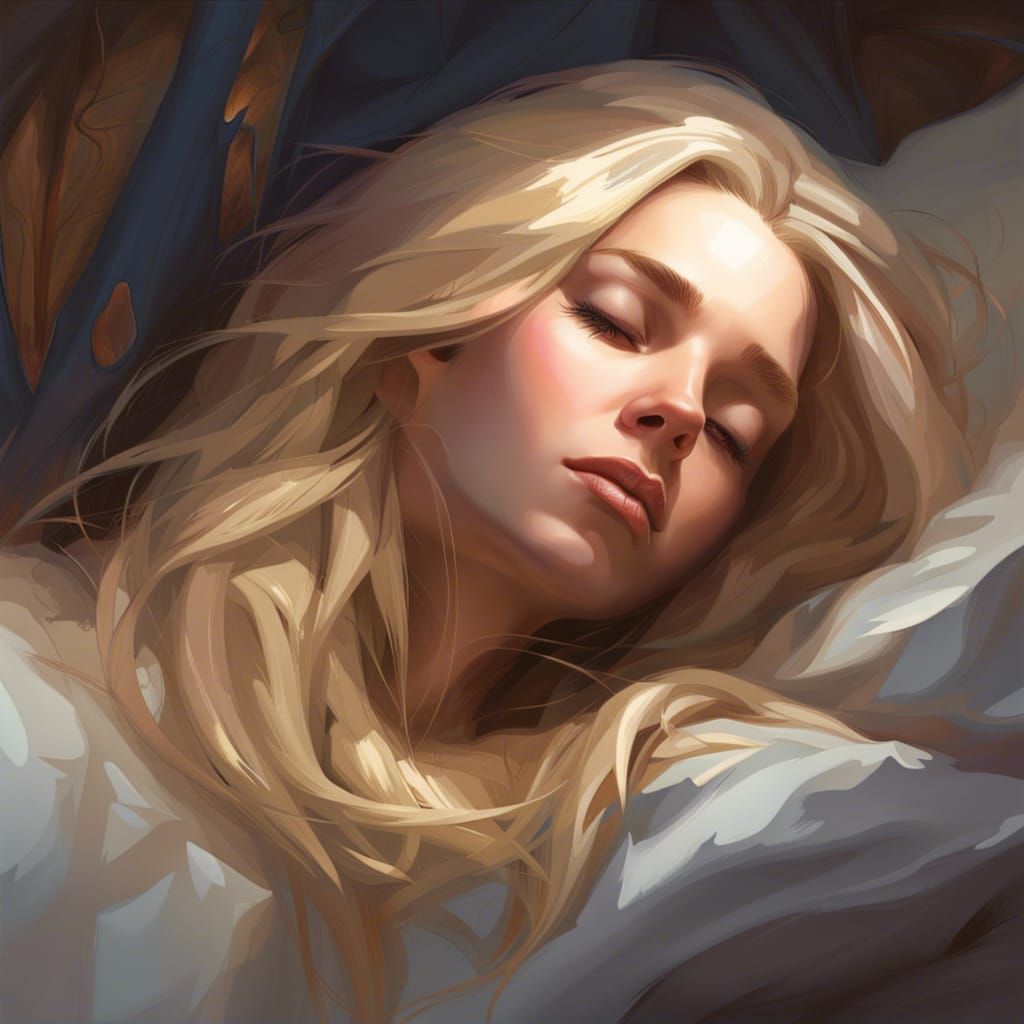 Sleeping Girl Portrait in Art Nouveau Style