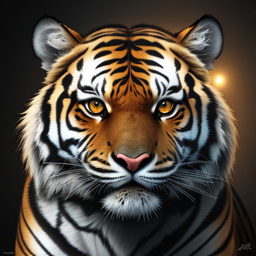 Vibrant Tiger Portrait in Hyperrealistic Oil Painting Style