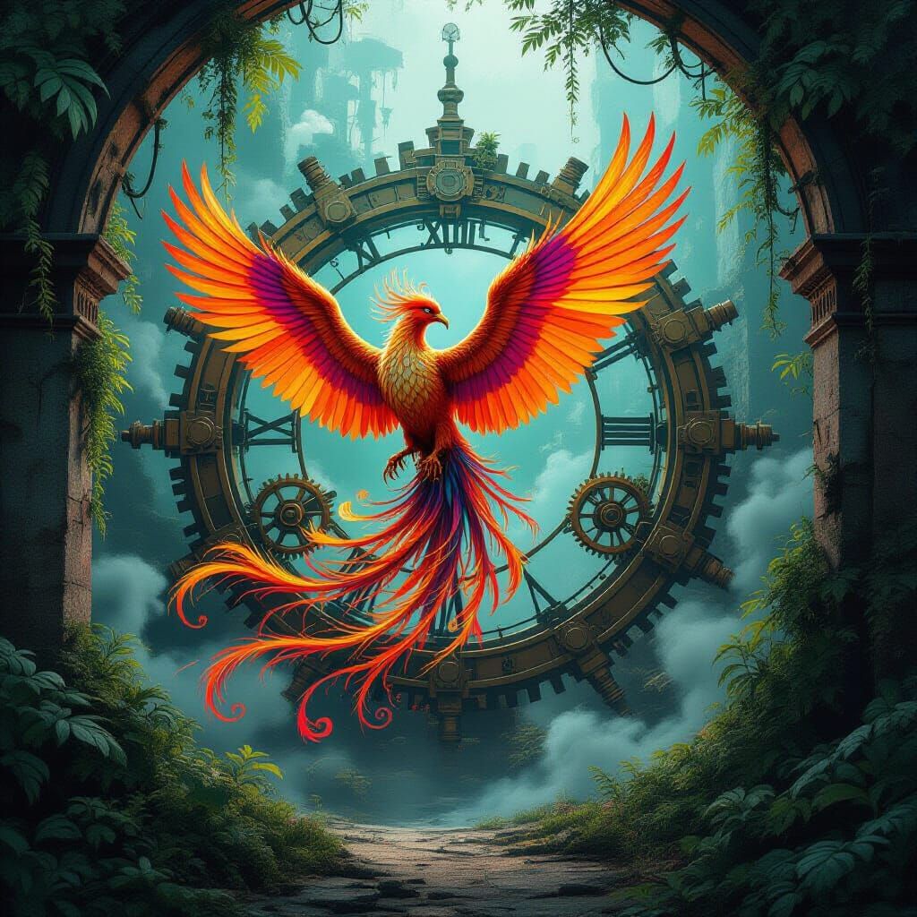 Phoenix Rises From Overgrown Clockwork City