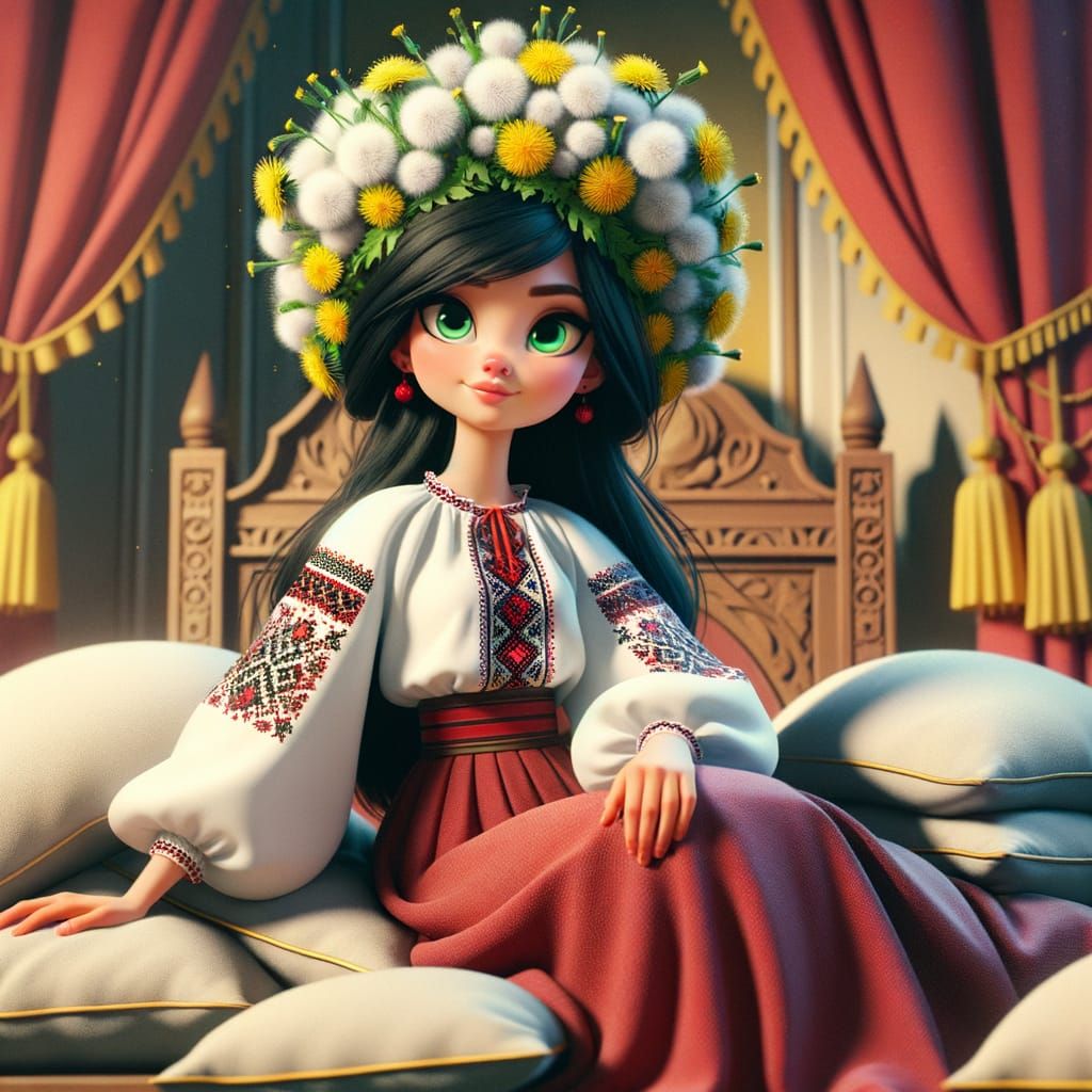 Young Ukrainian Princess Trapped by Whimsical Throne