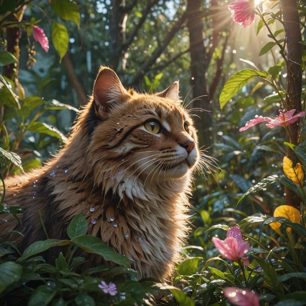 Serene Being Surrounded by Nature: Vivid Digital Art