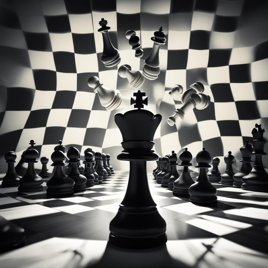 Chess Game from Pawn's View with Giant Hand