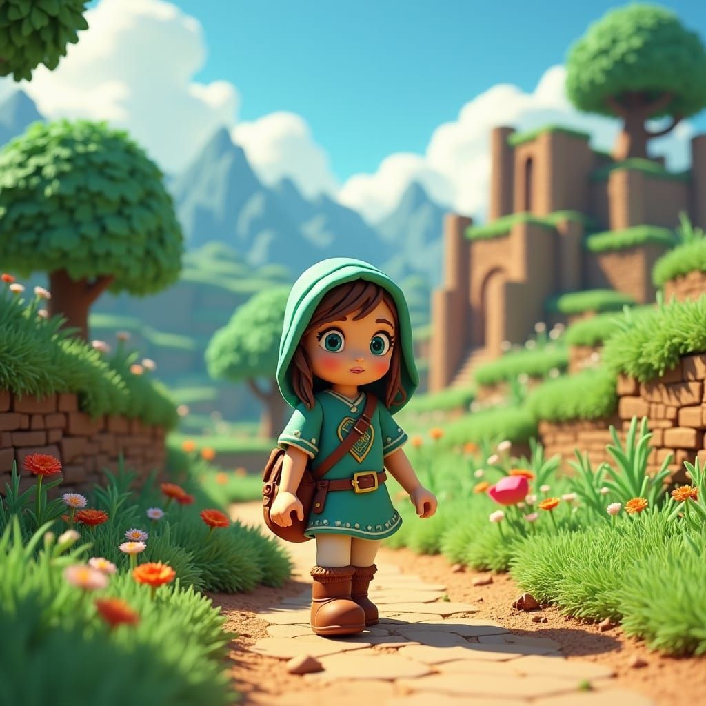 Anime Protagonist in Minecraft-Zelda Clay World