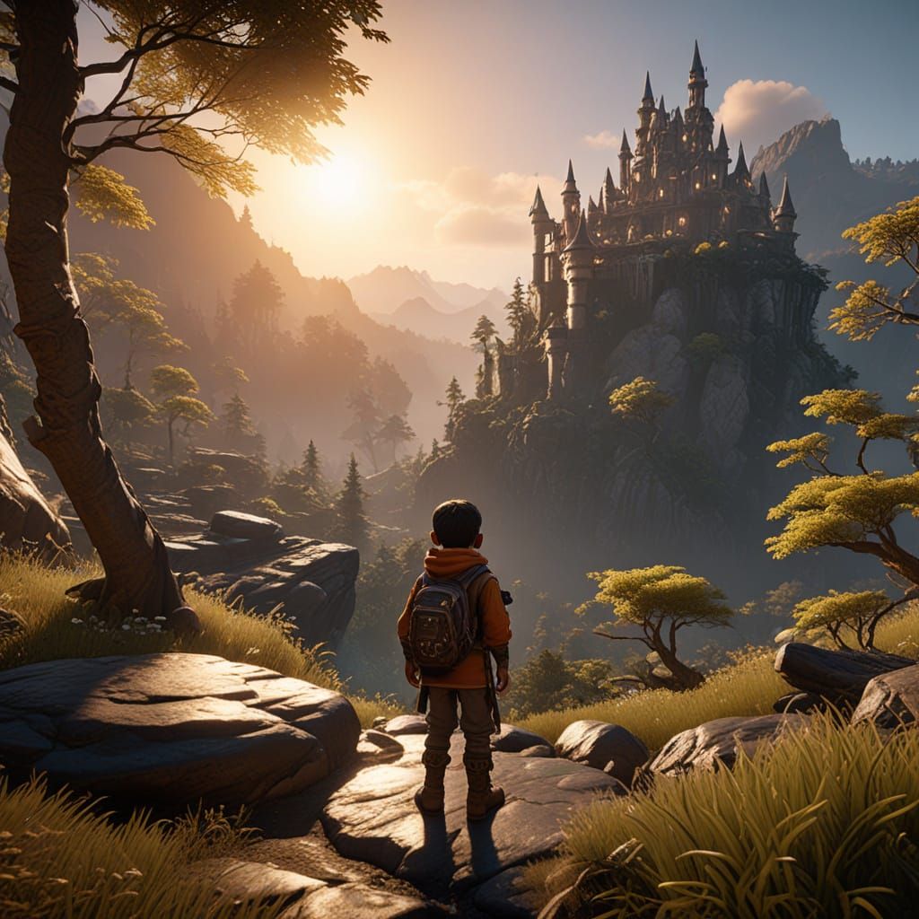 Lost Child at the Edge of a Mystical Forest