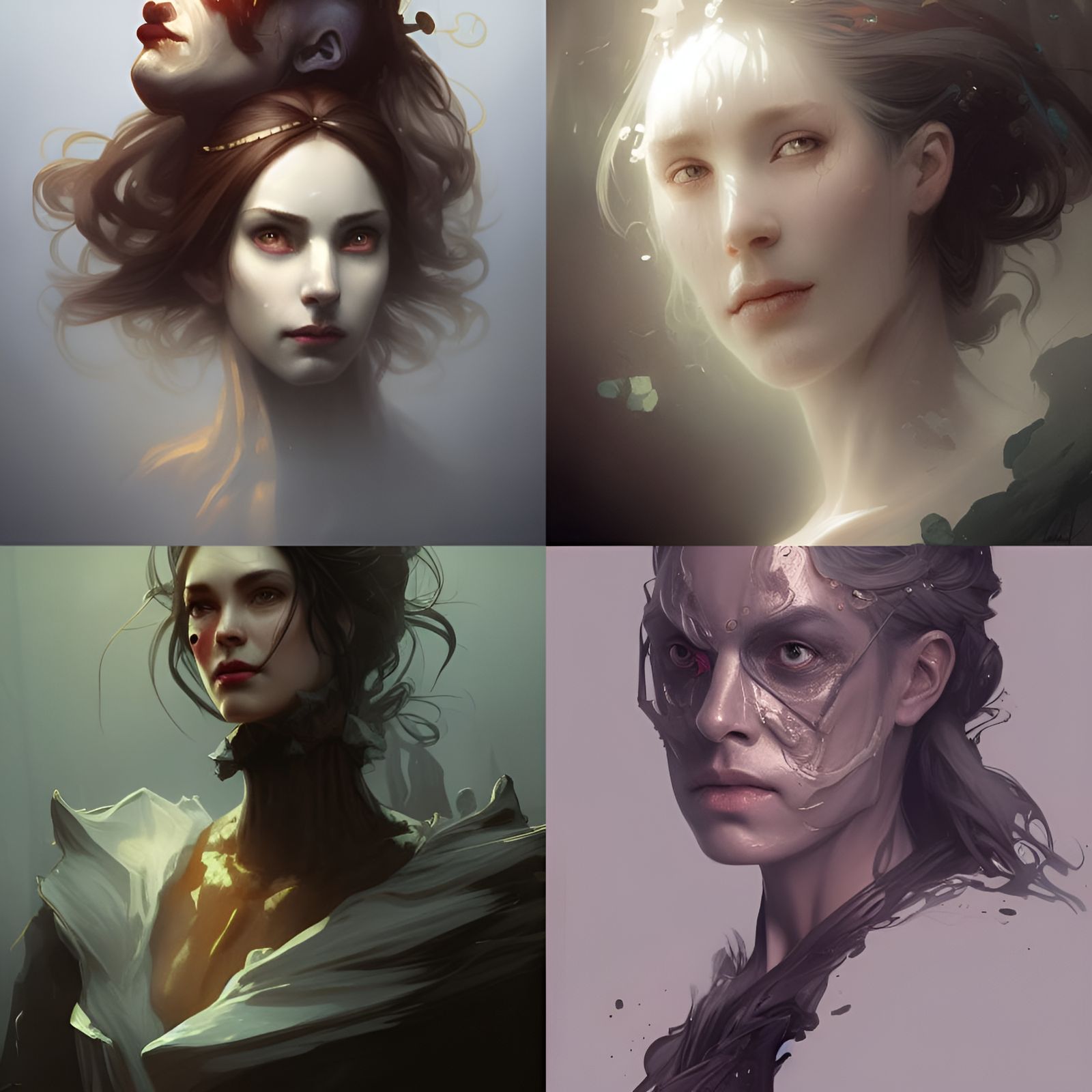 Detailed Portrait in Art Nouveau Style
